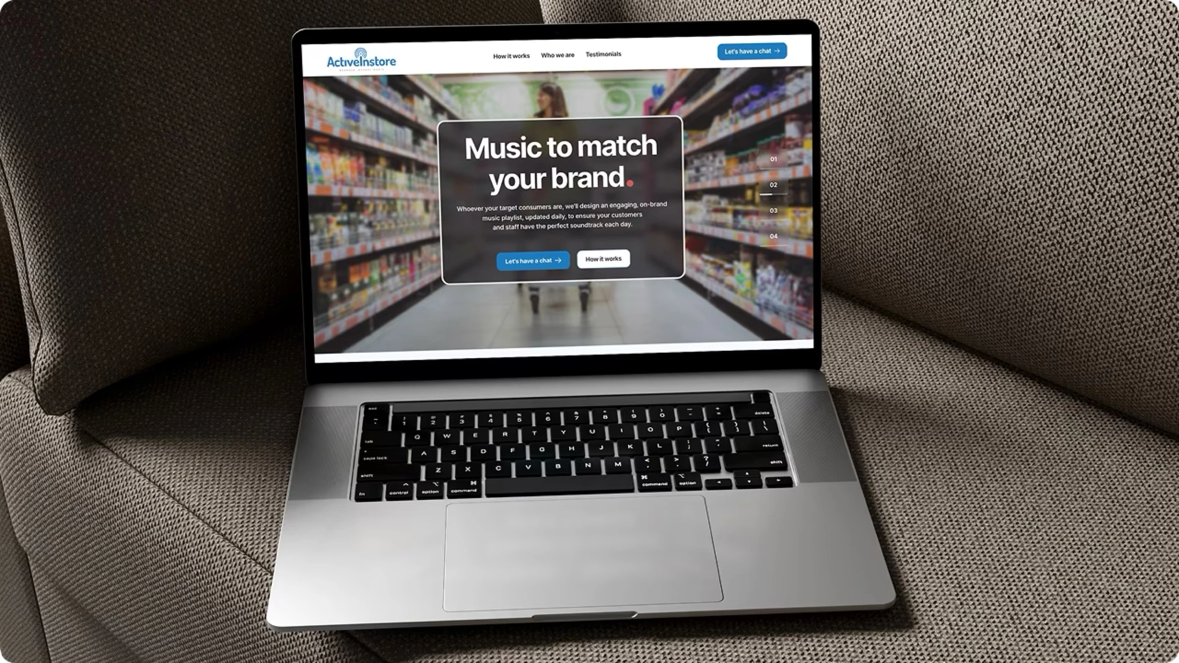 The Active Instore website on a laptop