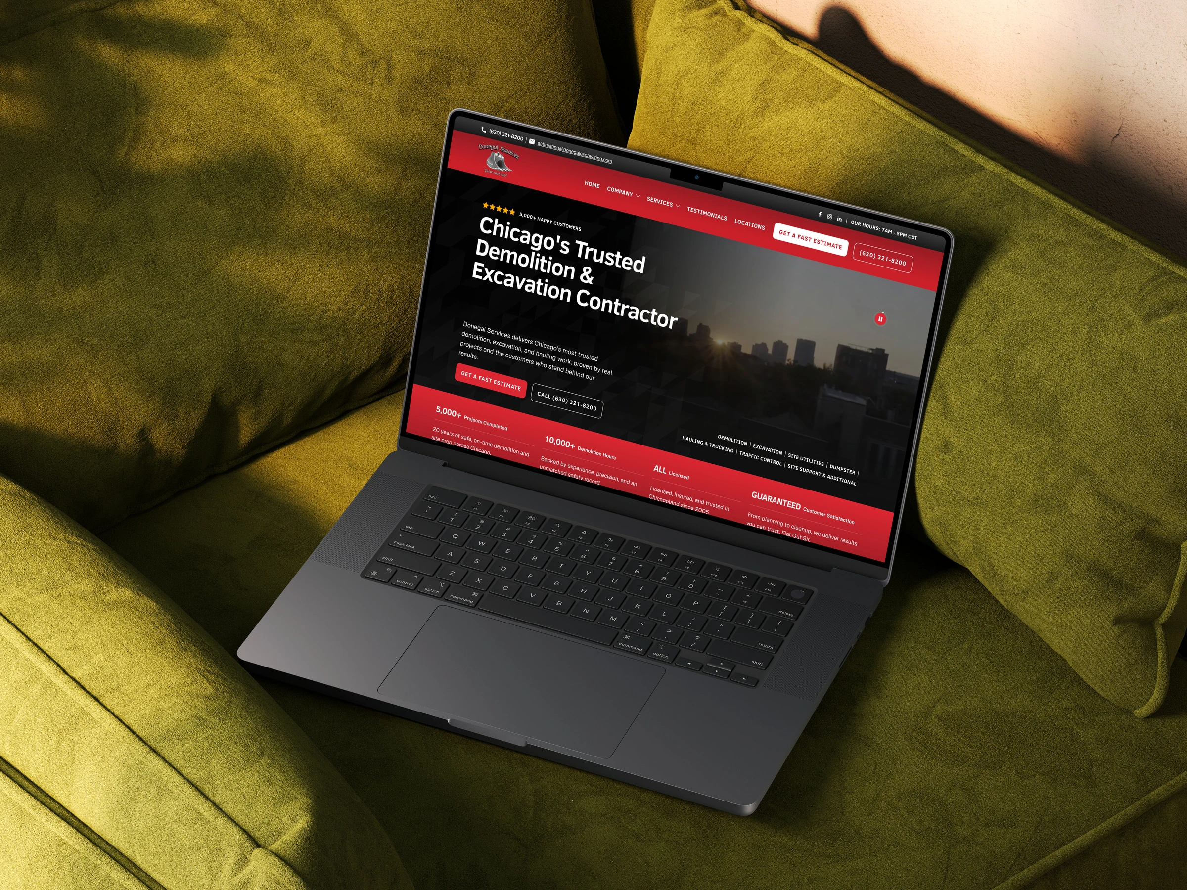 Donegal Services website on a laptop