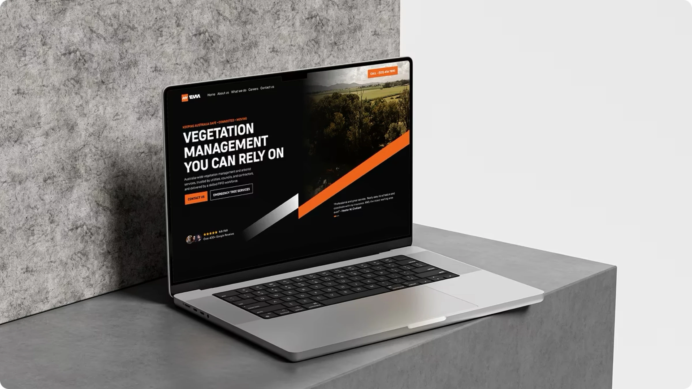 The Eviron Vegetation Management website on a laptop
