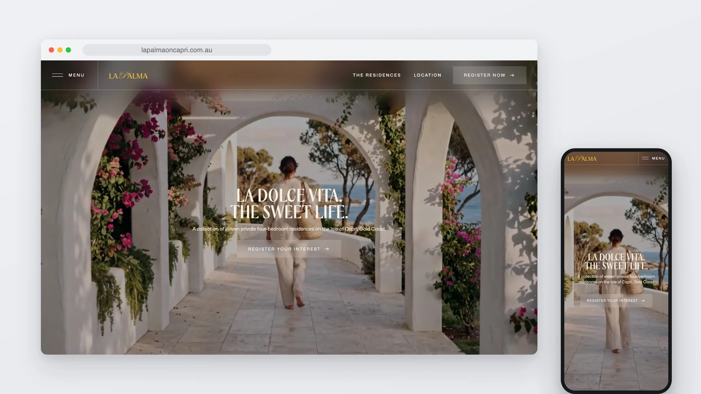 The La Palma website in a browser window beside a phone