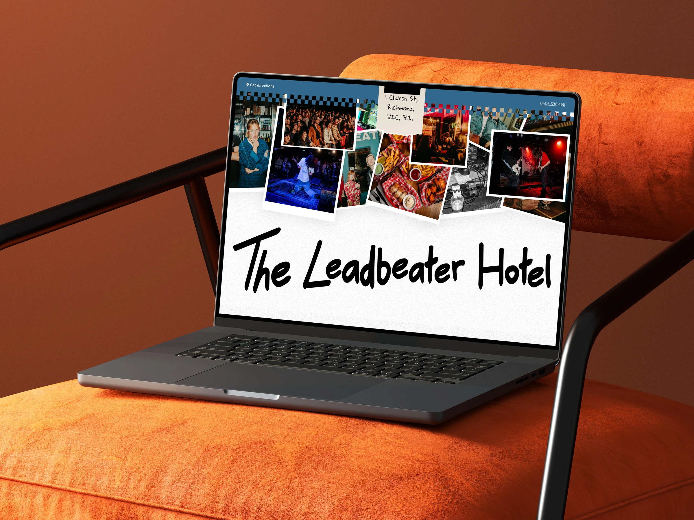 The Leadbeater Hotel website on a laptop