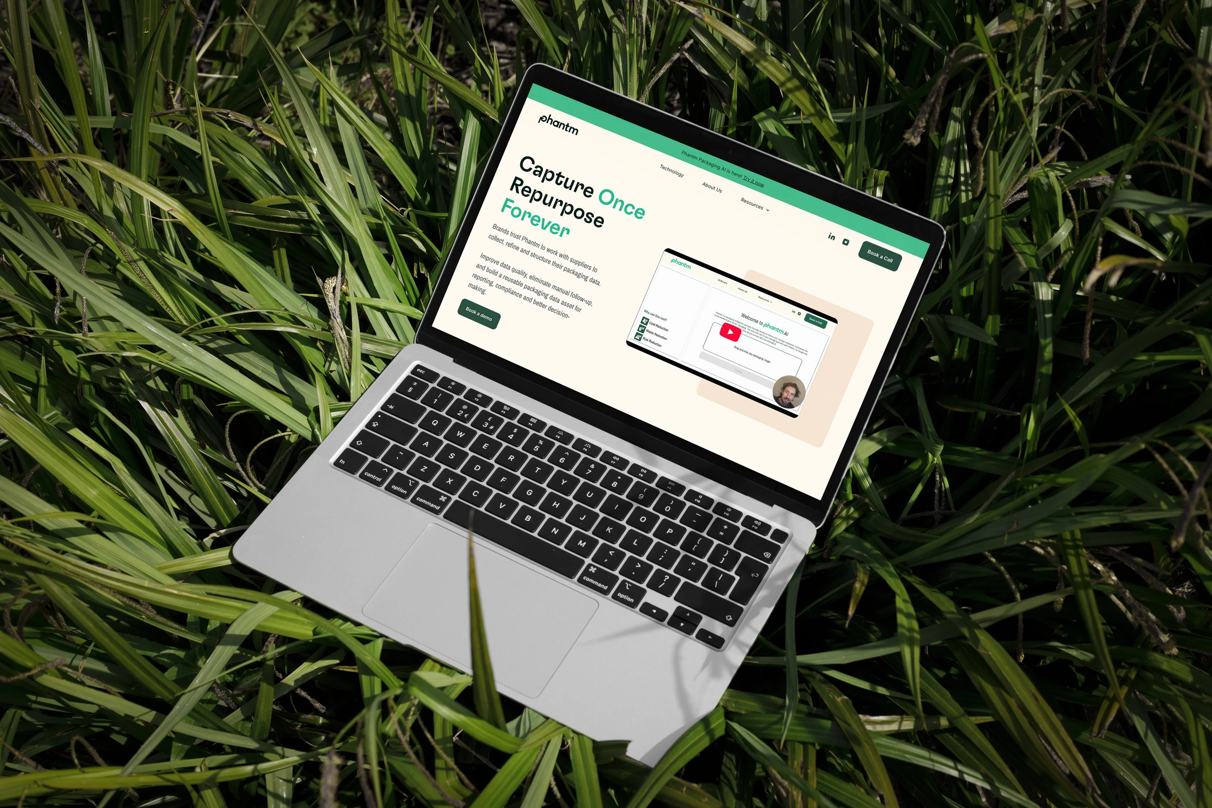 Phantm website on a laptop