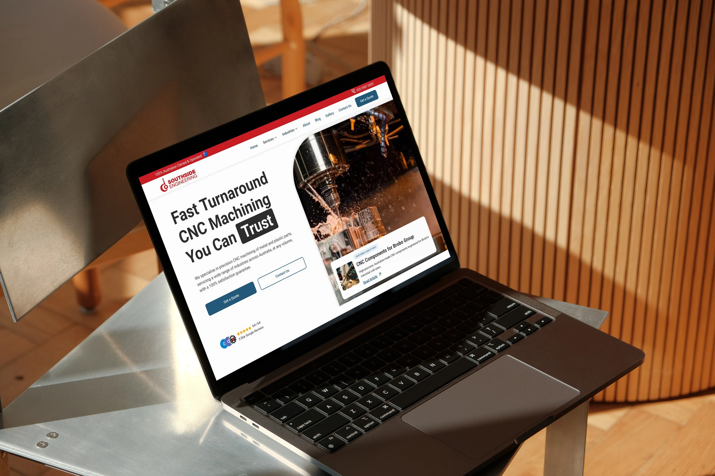 Southside Engineering website on a laptop