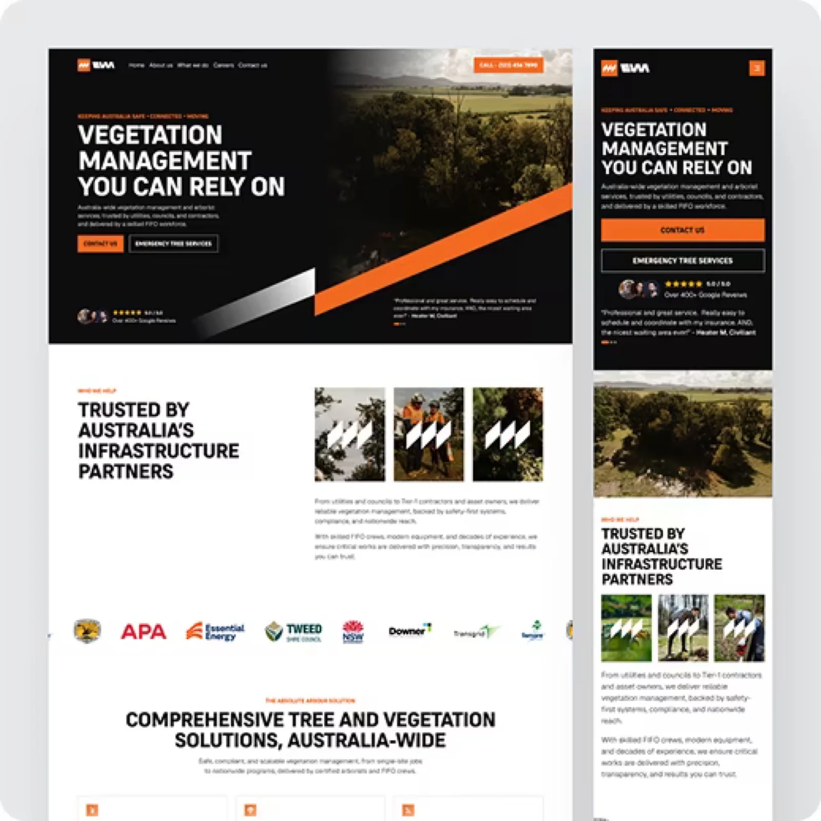 Angled composite of further EVM pages showing the contact and careers form layouts.