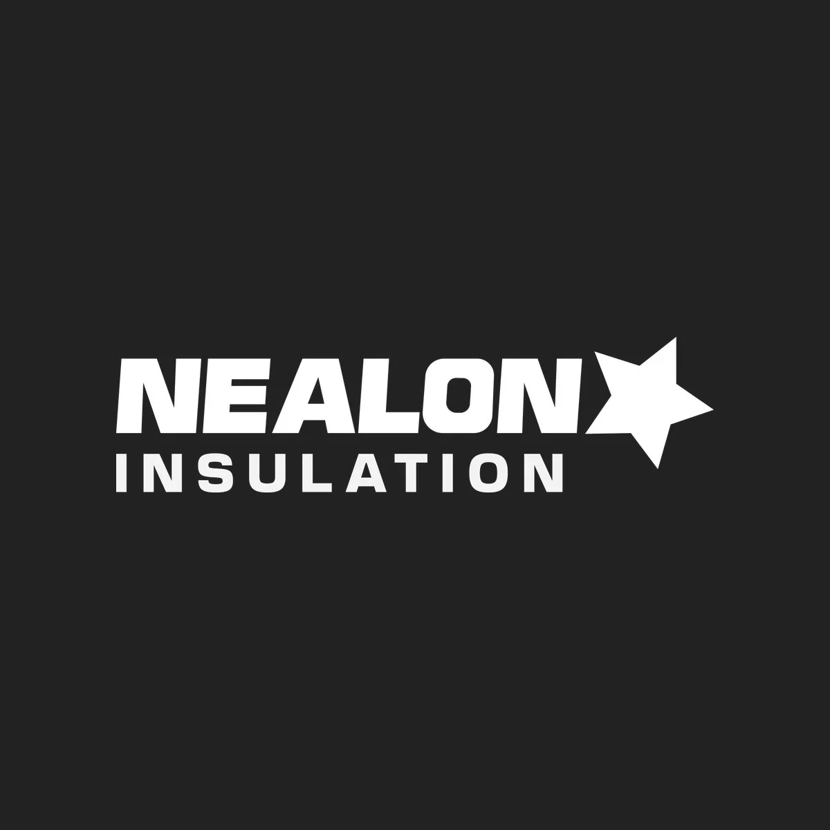 The reversed two-colour Nealon Insulation logo on a dark charcoal background.